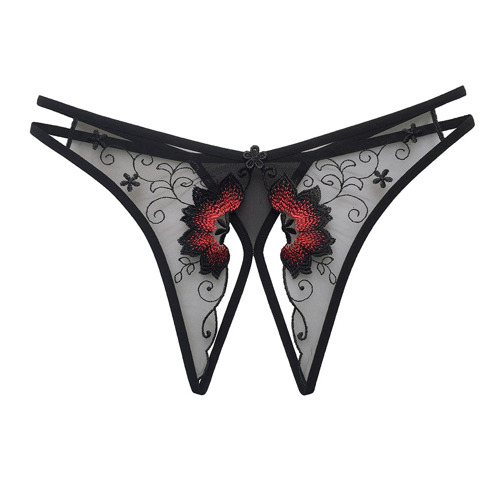 Seductive crotchless panties with a passion flower motif. Buy 3 and get 1 FREE!