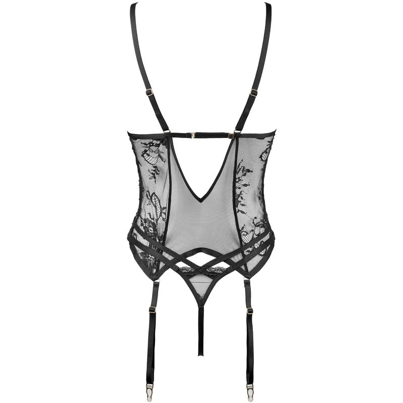 Completo intimo 2 pezzi in pizzo floreale nero