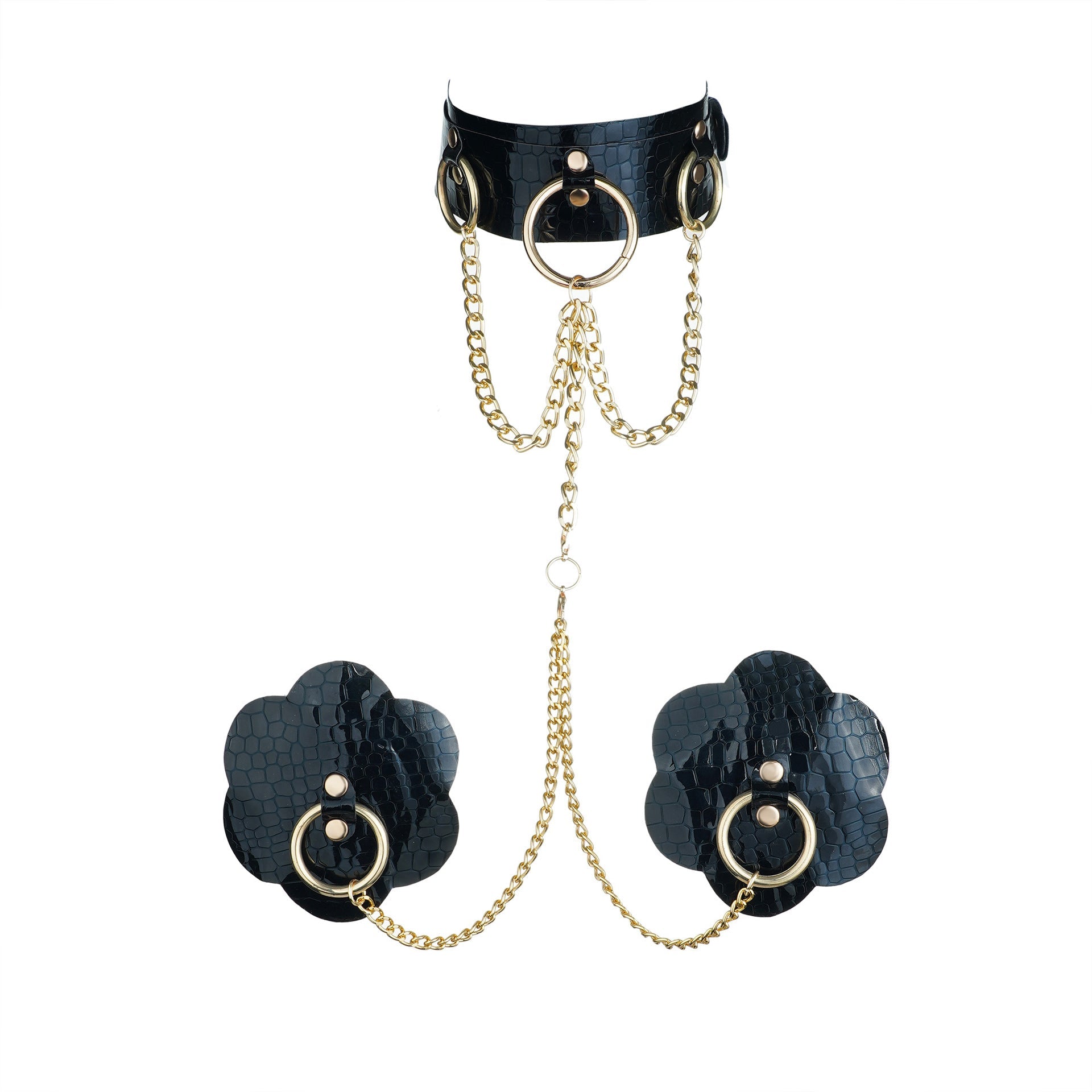 Copricapezzoli Gilded Allure e collare con catena dorata