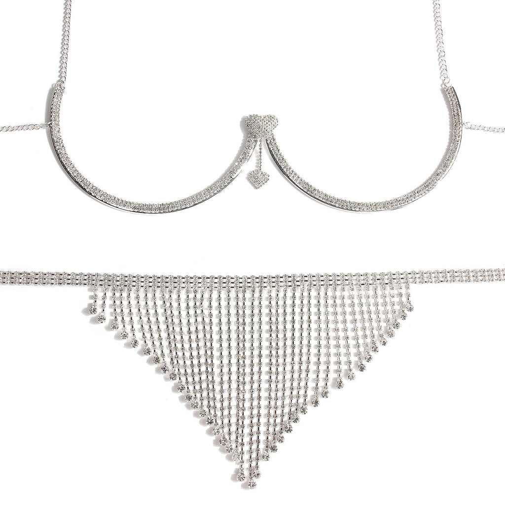 Cuore di Cristallo – Set con Reggiseno a Gabbia e Frange Luminose ADEA